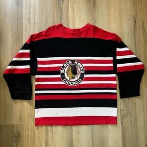 Vintage Y2K CS Sportswear Chicago Black Hawks NHL Long Sleeve Jersey Shirt Men L